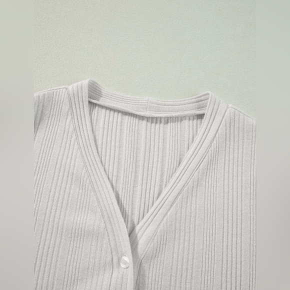 Cream Ribbed Cardigan - Picture 13 of 15